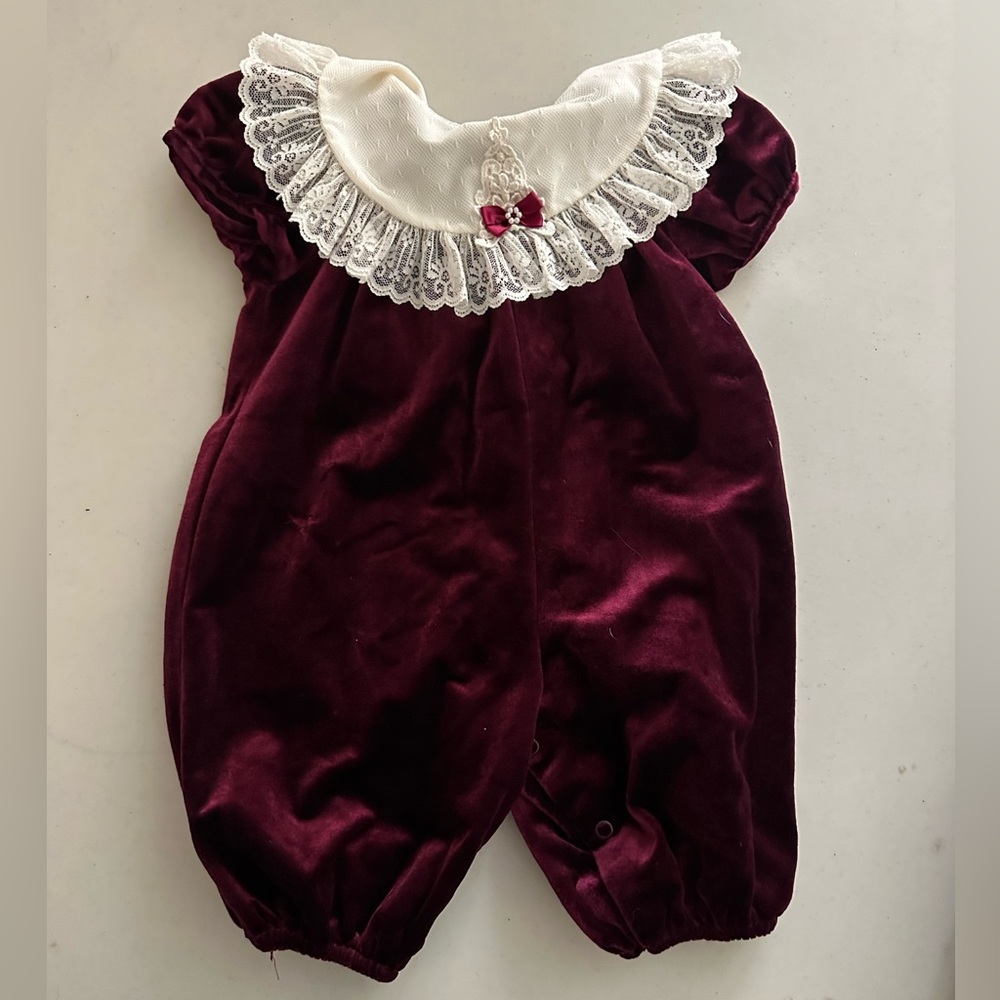 Vintage Burgundy Romper 6 months